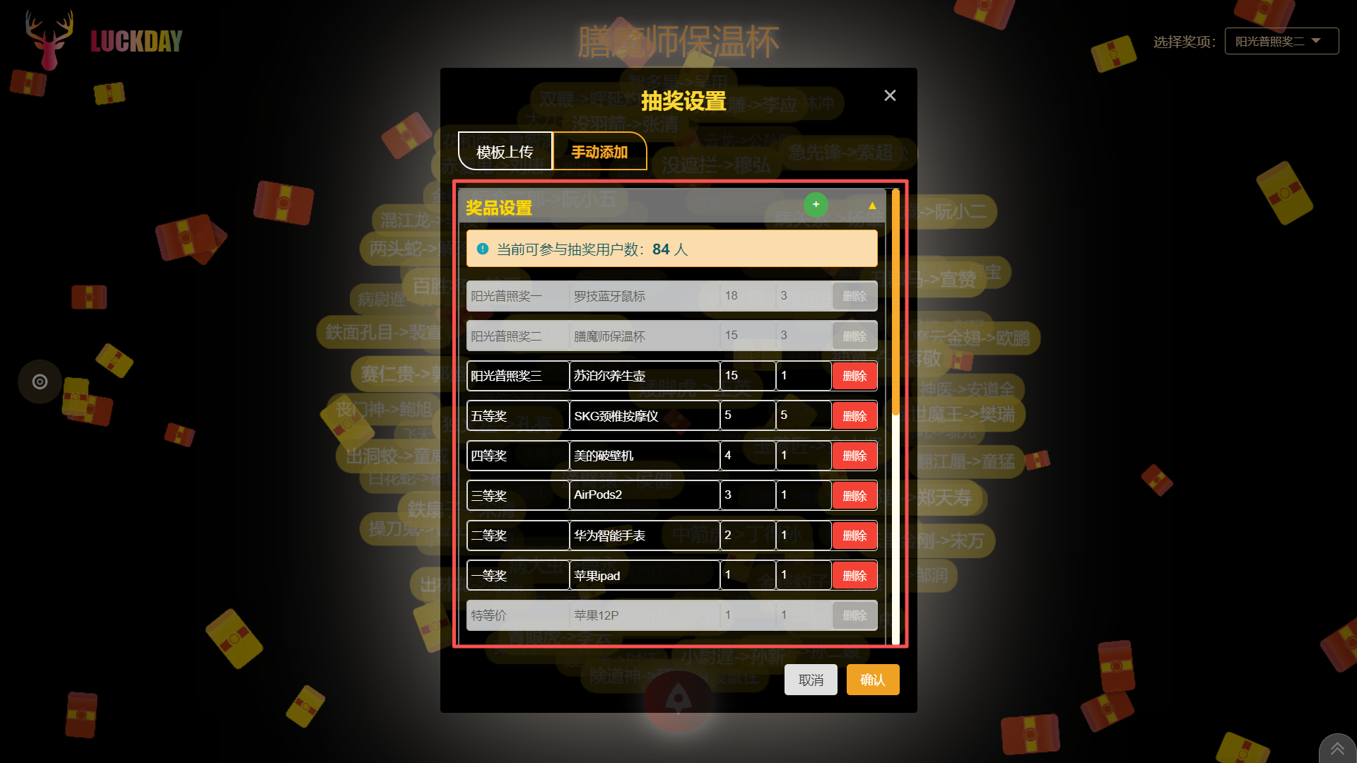 添加奖项